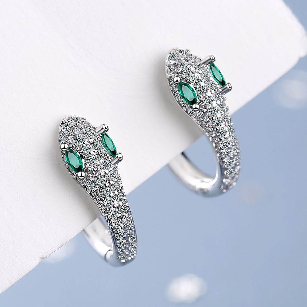 Pendientes de latón de la serpiente de diamantes al por mayor